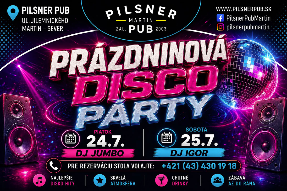 Prázdninová disco párty – 25. 07. 2026